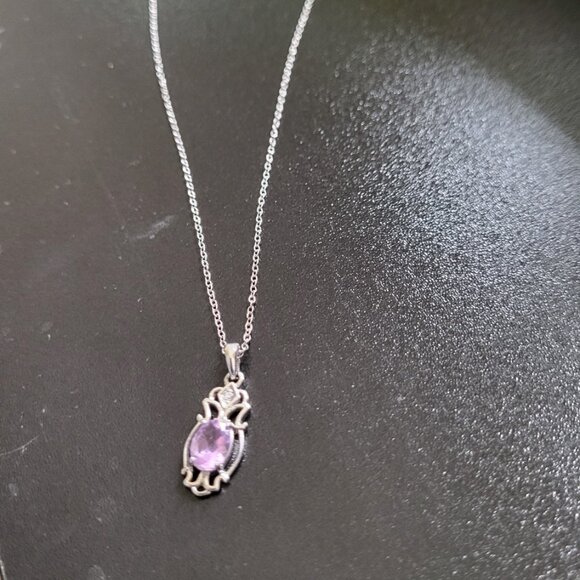 February's Birthstone Amethyst Necklace Sterling Silver Stamped (925) - Picture 13 of 15